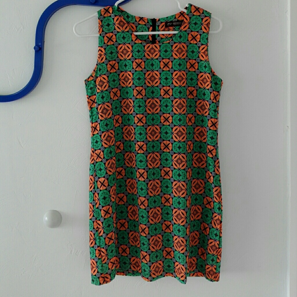 One piece graphic neon pattern mini dress